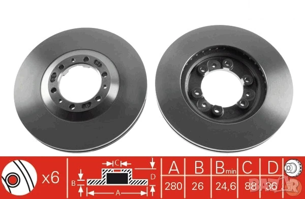 Диск спирачен преден дeсен/ляв за GREAT WALL,ISUZU,OPEL № O1373V, снимка 3 - Части - 50720459