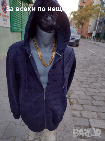 Philipp Plein Мъжки Тъмносин Суитшърт Код SV-29, снимка 4 - Суичъри - 52499450