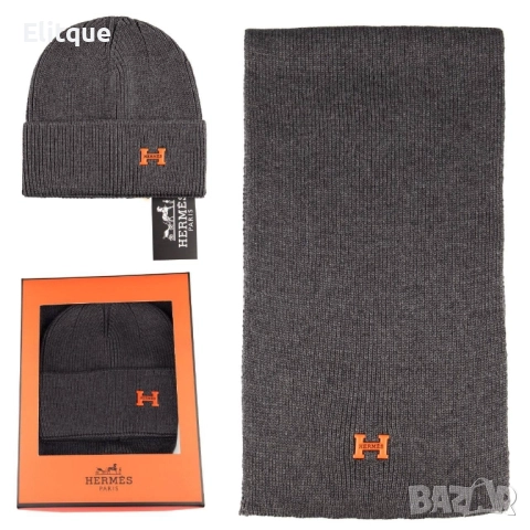 комплект шапка и шал hermes prada , снимка 4 - Шапки - 52509650