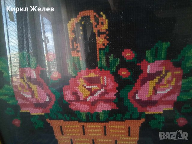 ГОЛЯМ ПРЕКРАСЕН Стар ГОБЛЕН Кошничка с ЦВЕТЯ Идеален За ДОМА ВИЛАТА РЕТРО ИНТЕРИОРНА ДЕКОРАЦИЯ 42936, снимка 14 - Гоблени - 43750215
