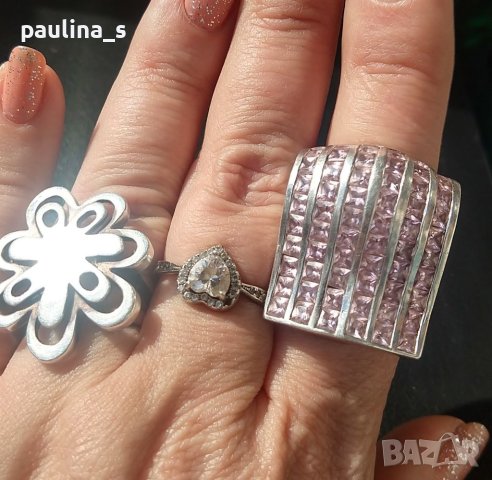 Два различни броя / Винтидж сребърен пръстен с Морганити и Аметисти / проба 925 , снимка 6 - Пръстени - 40455917