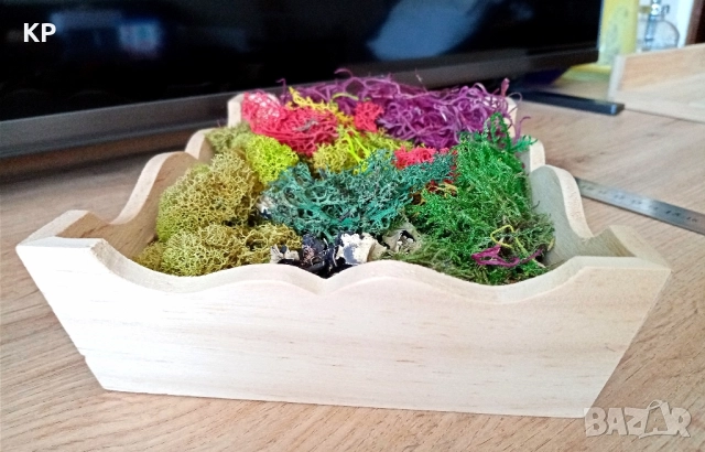 Скандинавски мъх + дървена кутия , снимка 6 - Декорация за дома - 51504238