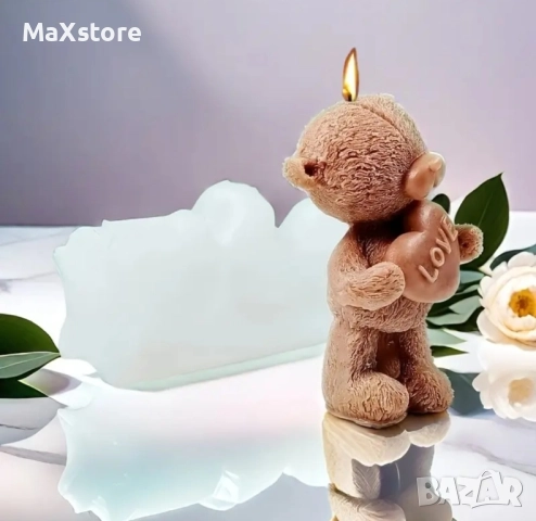 3D 2 модела Мече сърце надпис Силиконов молд форма за свещи гипс сапун смола , снимка 3 - Форми - 51996729