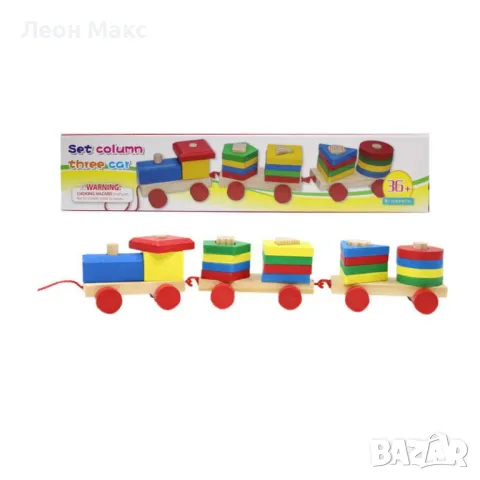 Образователен дървен влак с форми , снимка 2 - Образователни игри - 48255572