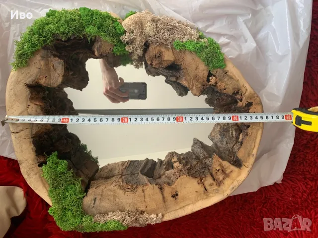 Огледало под формата на сърце от дърво и скандинавски мъх авторско, снимка 4 - Декорация за дома - 49959367