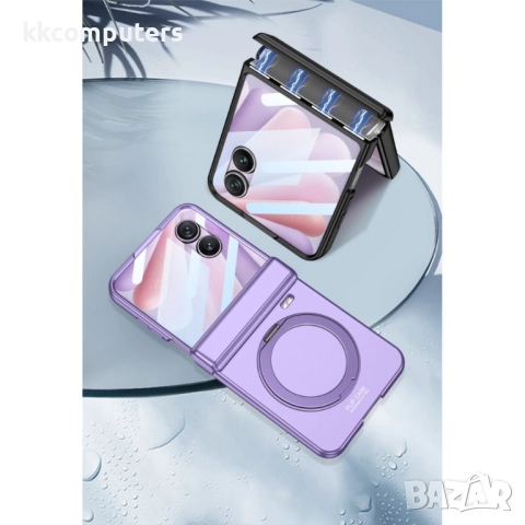 Калъф с протектор GKK за Honor Magic V Flip 2 – магнитна панта, стойка и MagSafe съвместимост, черен, снимка 2 - Калъфи, кейсове - 52165069