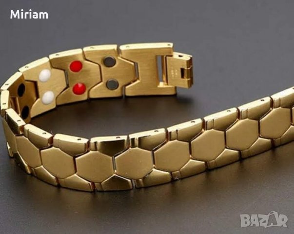 Невероятна масивна златиста магнитна гривна Меркатор с германий 50 лв., снимка 3 - Гривни - 14000749