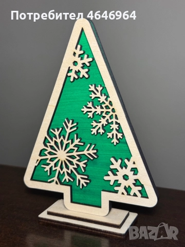 Дървени коледни играчки - Ръчно изработена декорация, снимка 7 - Декорация за дома - 52357715