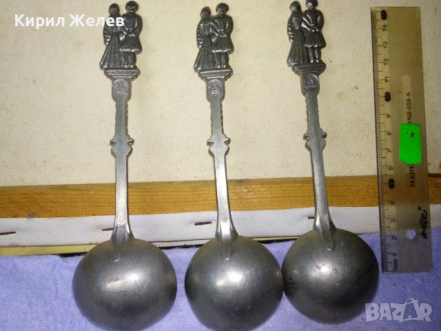 Три СТАРИ ГОЛЕМИ НЕМСКИ ФИГУРАЛНИ КОЛЕКЦИОНЕРСКИ ЦИНКОВИ ЛЪЖИЦИ ЧЕРПАЦИ / ЧЕРПАК с МАРКИРОВКИ 42757, снимка 9 - Колекции - 43949452