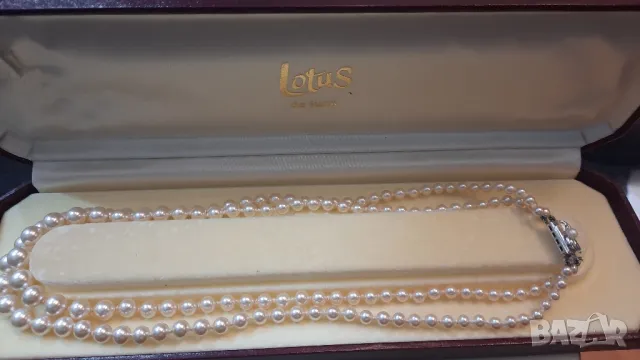 Lotus оригинални винтидж естествени перли, снимка 6 - Колиета, медальони, синджири - 48637453
