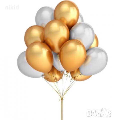 Металик злато сребро шарен хром обикновен латекс балон рожден ден годишнина парти украса, снимка 3 - Други - 26231911
