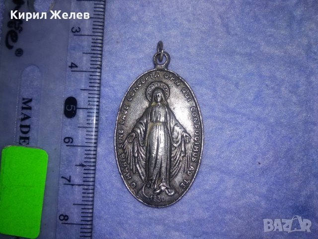 СТАРИННА ПОСРЕБРЕНА РИМОКАТОЛИЧЕСКА РЯДКА НАГРЪДНА ИКОНКА ДВУСТРАННА ИТАЛИЯ 34413, снимка 9 - Антикварни и старинни предмети - 39674746