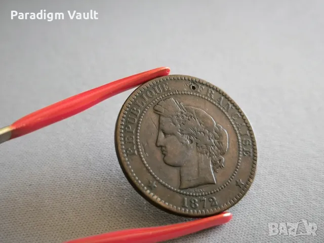 Mонета - Франция - 10 сентима | 1872г., снимка 2 - Нумизматика и бонистика - 48835627