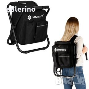 Къмпинг сгъваем стол с вградена раница 42,5х36х28 см, черен , мултифункционално столче, къмпинг рани, снимка 2 - Градински мебели, декорация  - 34381099