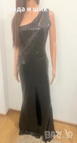 Дълга черна рокля с едно рамо, снимка 11 - Рокли - 49329031