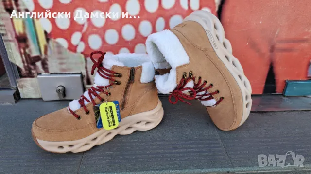 Английски дамски оригинални боти Skechers,естествена кожа 