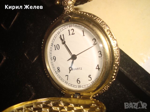 ВИНТИДЖ КВАРЦОВ ДЖОБЕН ЧАСОВНИК с ОРНАМЕНТИРАН КАПАК - ПОСЕЙДОН ПОЗЛАТЕН 22067, снимка 4 - Джобни - 32904992