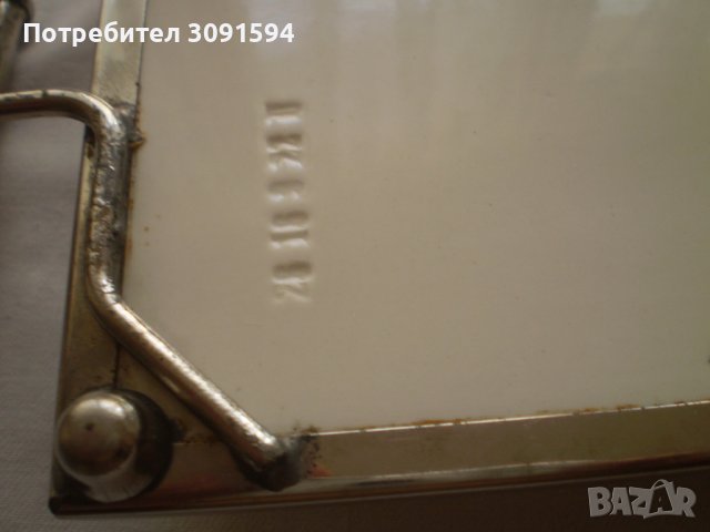 Винтидж стара   поднос  от порцелан метал , снимка 3 - Аксесоари за кухня - 38736798