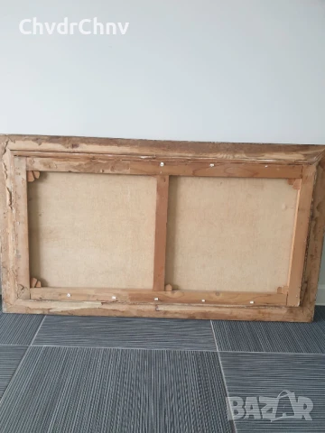 114х64см/стара голяма картина масло върху платно/градски пейзаж-зима/Anastasia/дървена рамка, снимка 8 - Картини - 50953506