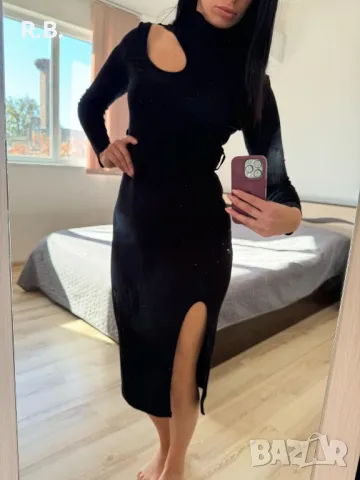 Черна елегантна рокля, М размер, снимка 2 - Рокли - 47740057
