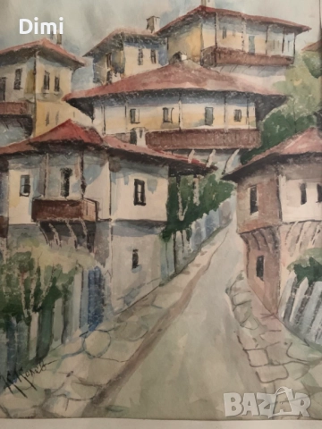 КОЛЬО КОЛЕВ /1905 - 1950/ акварел/пейзаж , снимка 3 - Картини - 52814904