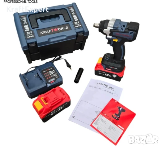 АКУМУЛАТОРЕН ГАЙКОВЕРТ KRAFTWORLD POWERSHARE 36V, снимка 8 - Винтоверти - 50474261