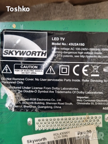 СТОЙКА КРАЧЕТА ЗА ТВ SKYWORTH 43U2A15G , снимка 3 - Стойки, 3D очила, аксесоари - 53512427