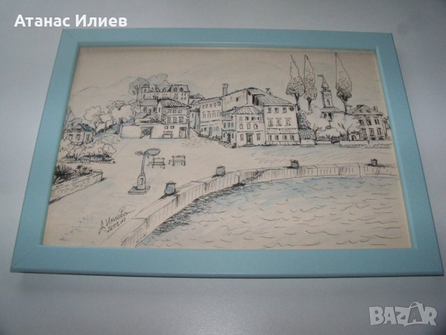 Градски пейзаж 2, графика на художничката Десислава Илиева, подписана., снимка 6 - Картини - 39466576