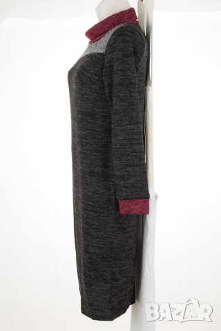 Тъмносива рокля с вишнава поло яка марка 1st Somnium - XS, снимка 3 - Рокли - 38229386