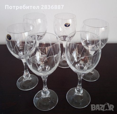Сет 6 броя кристални чаши за вино Bohemia, снимка 6 - Сервизи - 35552753