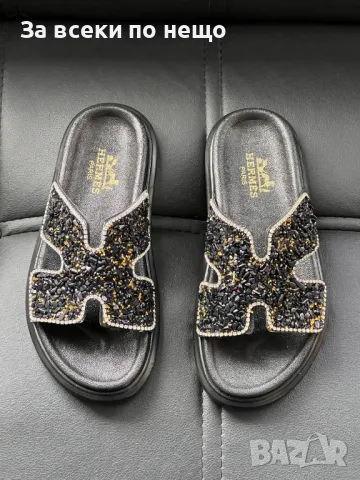 Hermes Дамски Черни Чехли Хермес Код E232, снимка 3 - Чехли - 50412062