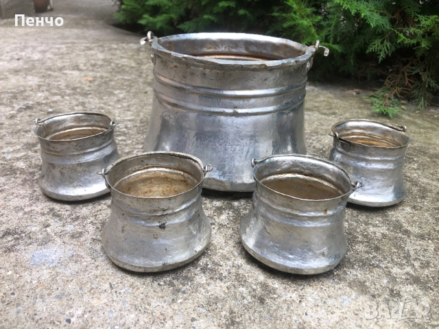 комплект автентични медни котлета /бакърчета, менчета/