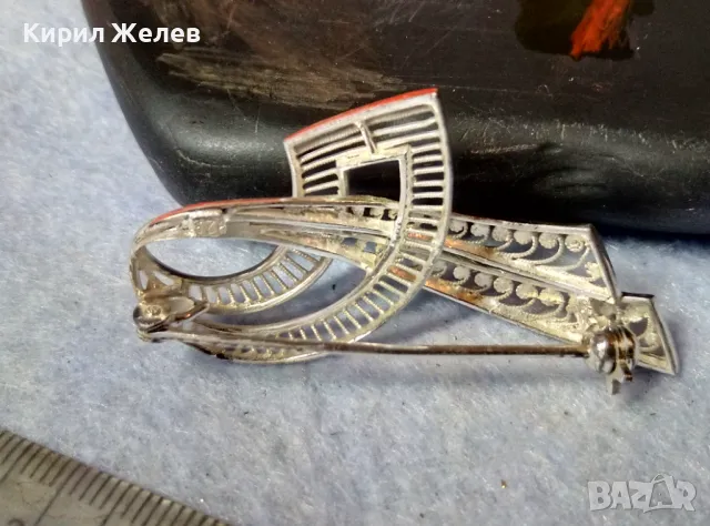 ПРЕКРАСНА НЕЖНА АЖУРНА СРЕБЪРНА АР НУВО СТИЛ БРОШКА СРЕБРО 925 Стара РЪЧНА РЕТРО ИЗРАБОТКА 40794, снимка 6 - Антикварни и старинни предмети - 48468002