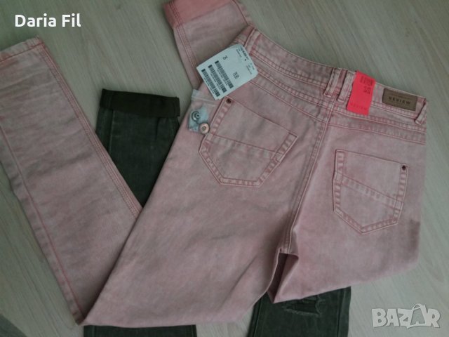 Дънки с накъсан ефект и леко увиснало дъно в милитъри зелен и в розов цвят, снимка 10 - Дънки - 28605692