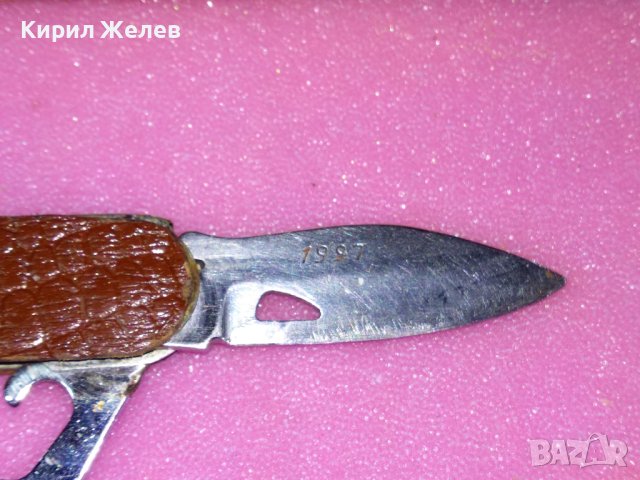 СТАРО КОМБИНИРАНО КОЛЕКЦИОНЕРСКО ДЖОБНО НОЖЧЕ с МАРКИРОВКА - 1997 На ОСТРИЕТО и КОЖЕНИ ЧИРЕНИ 43148, снимка 4 - Колекции - 44018886