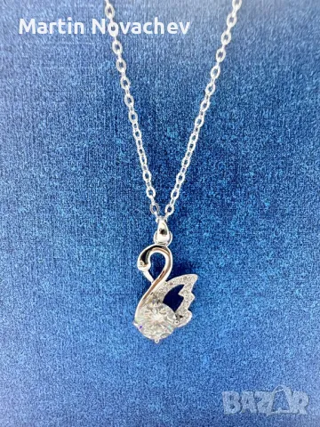 Сребърно колие с мойсанит (Диамант) 1 карат, снимка 3 - Колиета, медальони, синджири - 50106807