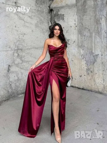 Дамска официална рокля от сатен Различни цветове , снимка 4 - Рокли - 50266301