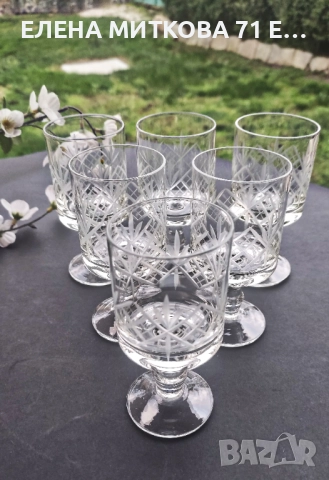 Сервиз от 6 бр.български кристални чаши за аперитив-нови, снимка 6 - Чаши - 52619199