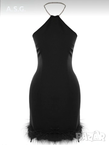 Къса рокля с пера, снимка 2 - Рокли - 53046043