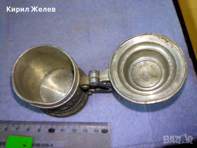 Стара РЯДКА БОГАТО ОРНАМЕНТИРАНА НЕМСКА КОЛЕКЦИОНЕРСКА ЦИНКОВА МИНИ ХАЛБА За БИРА с МАРКИРОВКА 42671, снимка 10 - Колекции - 43949414