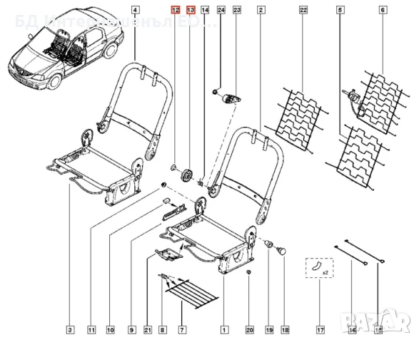 8200147844  Дръжка за регулиране на седалка, Dacia, Logan, Sandero, Duster, снимка 5 - Части - 50981102