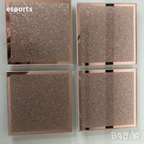 Луксозни огледални подложки за сервиране комплект от 4 сет стъкло  coaster coasters, снимка 7 - Прибори за хранене, готвене и сервиране - 32927090