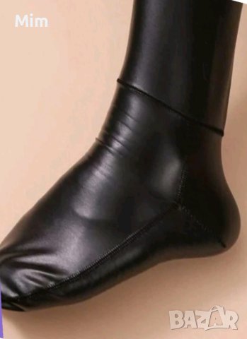 Черни ,еластични,дълги, кожени чорапи , снимка 4 - Бельо - 43763616