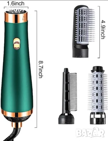 Сешоар с три накрайника, 3 степени на мощност, използва горещ въздух /Двигател Мощност 2000W, снимка 4 - Сешоари - 47698516