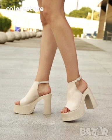 Сандали на ток - бежова кожа - HML10

/