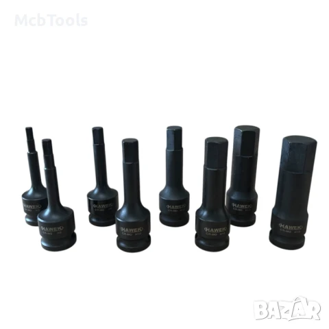 Комплект ударни битове 1/2 – шестограм 8 части HAWEK, снимка 2 - Други инструменти - 51210320