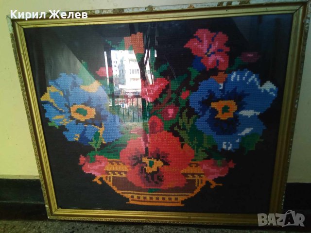 ГОЛЯМ ПРЕКРАСЕН Стар ГОБЛЕН Кошничка с ЦВЕТЯ Идеален За ДОМА ВИЛАТА РЕТРО ИНТЕРИОРНА ДЕКОРАЦИЯ 42935, снимка 10 - Гоблени - 43750287