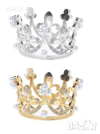 Красива средна корона с перли метална за украса декор на торта парти, снимка 2 - Други - 27782478