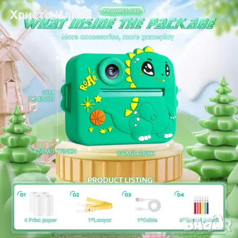 Детска камера с функция за печат Детски фотоапарат с дисплей за моментни снимки, снимка 2 - Други - 49857628