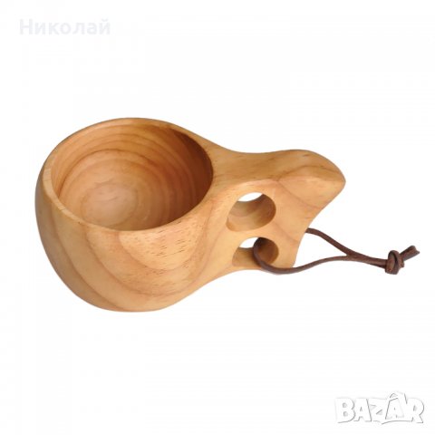 Дървена Чаша Кукса , Kuksa с два отвора . Скандинавски стил , къмпинг , туризъм, снимка 2 - Чаши - 39202582